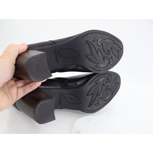 Born Womens Ellaria Boot Size 11 Black Leather Bootie Block Heel Comfy Zip Up - Picture 2 of 10